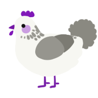 A white and ash chicken with a neck-speckle pattern