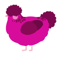 A fuchsia and wine chicken with a neck-speckle pattern