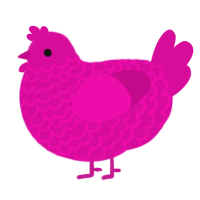 A fuchsia chicken with a lace pattern