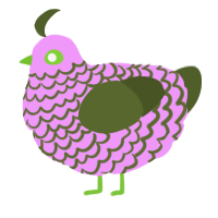 A lavender and olive chicken with a lace pattern