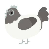 manok, a white and grey chicken with a head pattern