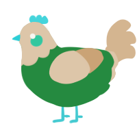 A viridian and beige chicken with a head pattern