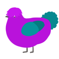 A amethyst and teal chicken