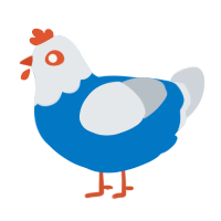 A sapphire and mist chicken with a head pattern