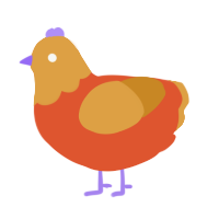 A vermilion and orange chicken with a head pattern