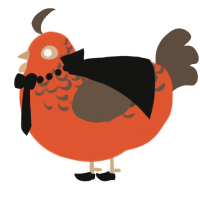 A vermilion and bark chicken with a half-lace pattern