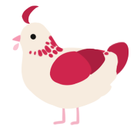 A cream and crimson chicken with a neck-speckle pattern