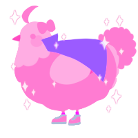 A pink chicken with a head pattern
