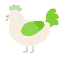 A cream and grass chicken