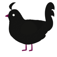 A black chicken with a lace pattern