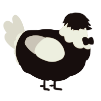 A black and mist chicken with a head pattern