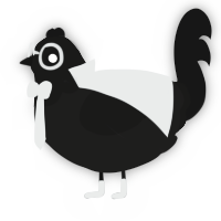 A sable and black chicken with a head pattern