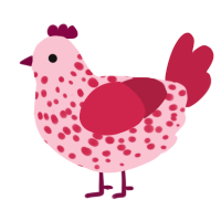 A rose and crimson chicken with a speckle pattern
