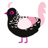 A black and rose chicken with a half-lace pattern