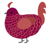 A maroon and red chicken with a lace pattern