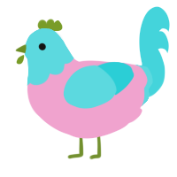 crystal pepsi, a pink and aqua chicken with a head pattern