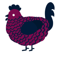 A wine and tumblr chicken with a lace pattern