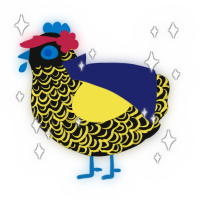 A black and yellow chicken with a double-lace pattern