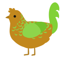 A ochre and grass chicken with a half-lace pattern