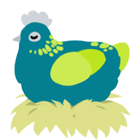 A sea and lime chicken with a neck-speckle pattern
