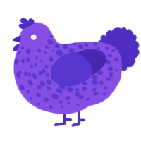 A blurple and indigo chicken with a speckle pattern