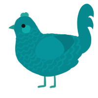 A teal chicken with a lace pattern