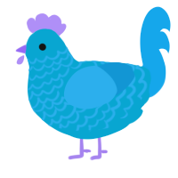 A cerulean and sky chicken with a lace pattern