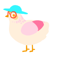 A cream and rose chicken with a neck-speckle pattern