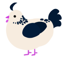 A cream and tumblr chicken with a neck-speckle pattern