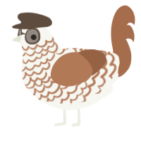 A white and brown chicken with a lace pattern