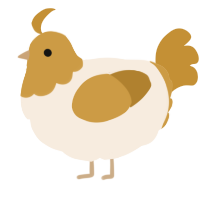 A cream and gold chicken with a head pattern