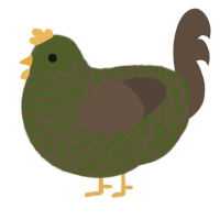 A olive and bark chicken with a lace pattern