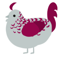 A silver and maroon chicken with a half-lace pattern