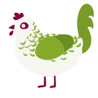 A white and chartreuse chicken with a half-lace pattern