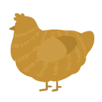 A gold chicken with a bar pattern