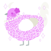 A lavender and white chicken with a double-lace pattern