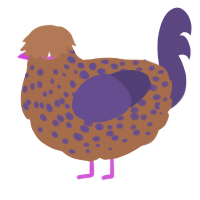 A brown and overcast chicken with a speckle pattern