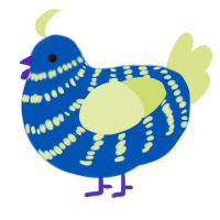 A ultramarine and lemon chicken with a bar pattern