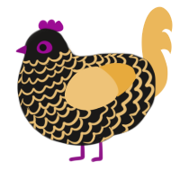 A sable and honey chicken with a lace pattern