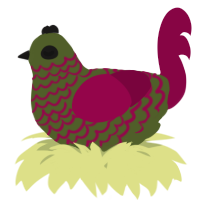 A olive and maroon chicken with a lace pattern