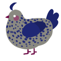 A ash and navy chicken with a speckle pattern