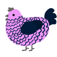 A lavender and tumblr chicken with a lace pattern