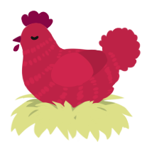 A crimson chicken with a bar pattern