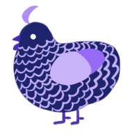 A navy and lilac chicken with a lace pattern