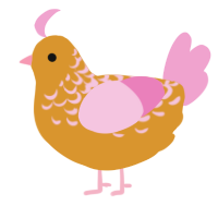 A orange and pink chicken with a half-lace pattern