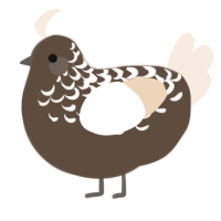 A bark and cream chicken with a half-lace pattern