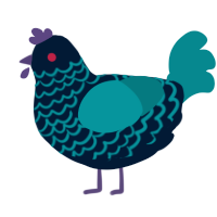 A tumblr and teal chicken with a lace pattern