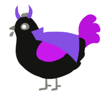 A black and amethyst chicken