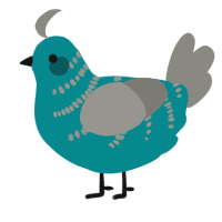A teal and ash chicken with a half-bar pattern