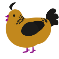 A ochre and sable chicken with a neck-band pattern
